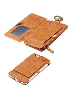 FLOVEME iPhone 6 / iPhone 7 / iPhone 8 2in1 Multi-functional Luxury Leather Wallet Case with 14 Card Slots + 1 Zipper Coin Pouch (Phone 6/7/8 4.7 inch) Brown  - Image 4