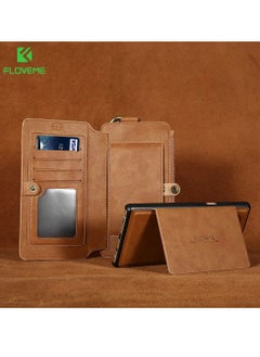 FLOVEME iPhone 6 / iPhone 7 / iPhone 8 2in1 Multi-functional Luxury Leather Wallet Case with 14 Card Slots + 1 Zipper Coin Pouch (Phone 6/7/8 4.7 inch) Brown  - Image 3