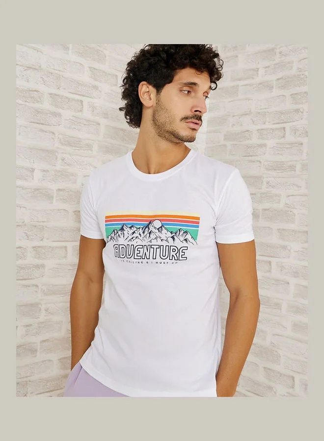 Styli  Pack of 2 - Graphic Print Regular Fit T-shirt for Men | Best Price UAE
