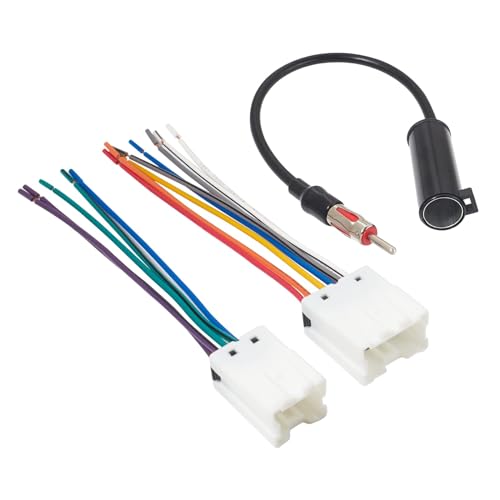 RED WOLF مجموعة أسلاك راديو مع محول هوائي متوافق مع نيسان 1998-2012 فرونتير باثفايندر تايتان، لإنفينيتي 1990-2008 G2/QX4 تركيب كابل موصل جهاز استيريو CD بعد السوق - Image 1