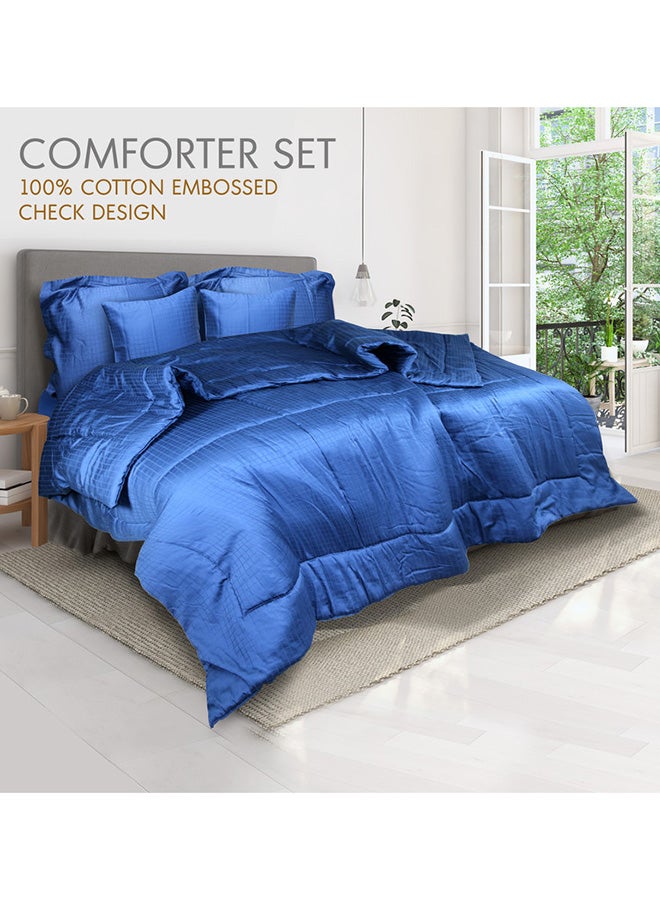 Hotel Linen Klub 3-Piece Hotel Linen Klub Deluxe  Single  Comforter 100% Cotton 250TC  Dobby Jacquard Box Sateen Textured Design ,Size : 160 x 200cm ,Color : Navy Blue  - Image 2