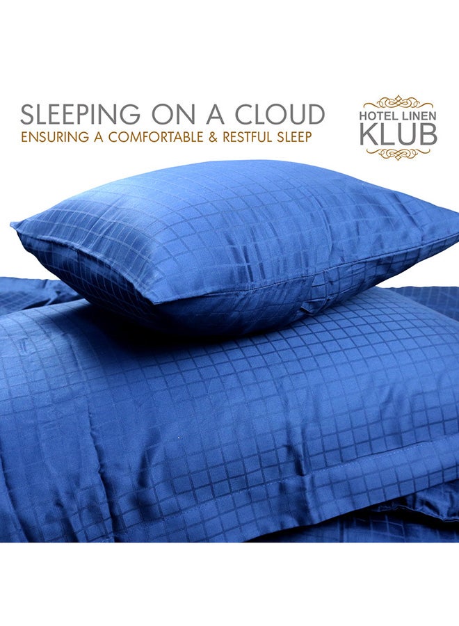 Hotel Linen Klub 3-Piece Hotel Linen Klub Deluxe  Single  Comforter 100% Cotton 250TC  Dobby Jacquard Box Sateen Textured Design ,Size : 160 x 200cm ,Color : Navy Blue  - Image 3