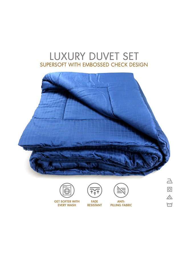 Hotel Linen Klub 3-Piece Hotel Linen Klub Deluxe  Single  Comforter 100% Cotton 250TC  Dobby Jacquard Box Sateen Textured Design ,Size : 160 x 200cm ,Color : Navy Blue  - Image 5