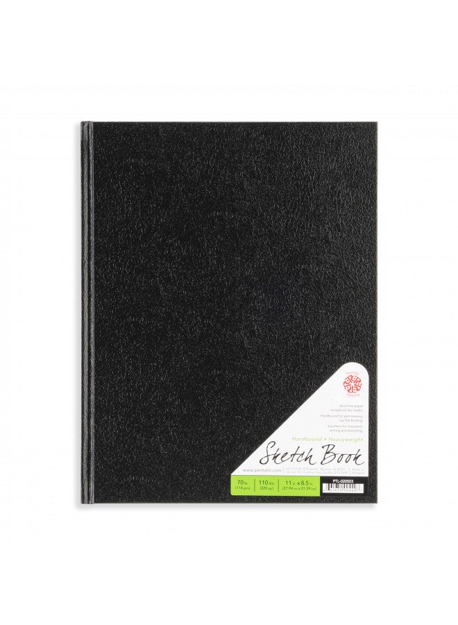 Pentalic - 8.5"x 11" Hardbound Sketchbook, 110 Sheets, Black - Image 1