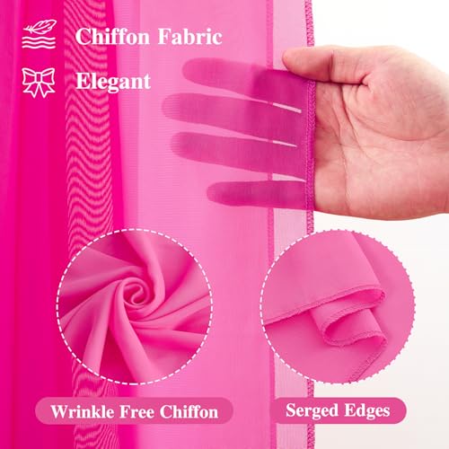 PARTISKY Wedding Arch Draping Fabric, 1 Panel 18FT Hot Pink Sheer Backdrop Curtain Chiffon Fabric Drapery Voile Scarf Draping Panels for Wedding Archway Ceremony Curtain Valance Party Decoration - Image 2