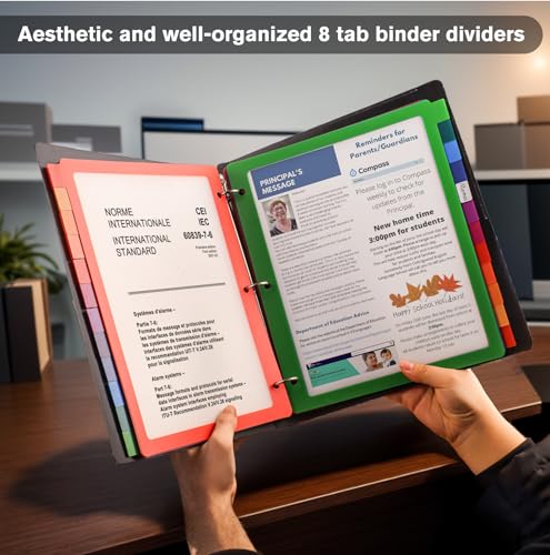 HABGP 3 Ring Binder Dividers, 12-Tab Plastic Clear Binder Dividers, Multicolor Monthly Dividers, Letter Size File Organizer 3 Hole Punch, 2 Set 24 Pcs Write On Tabs for Notebook - Image 4