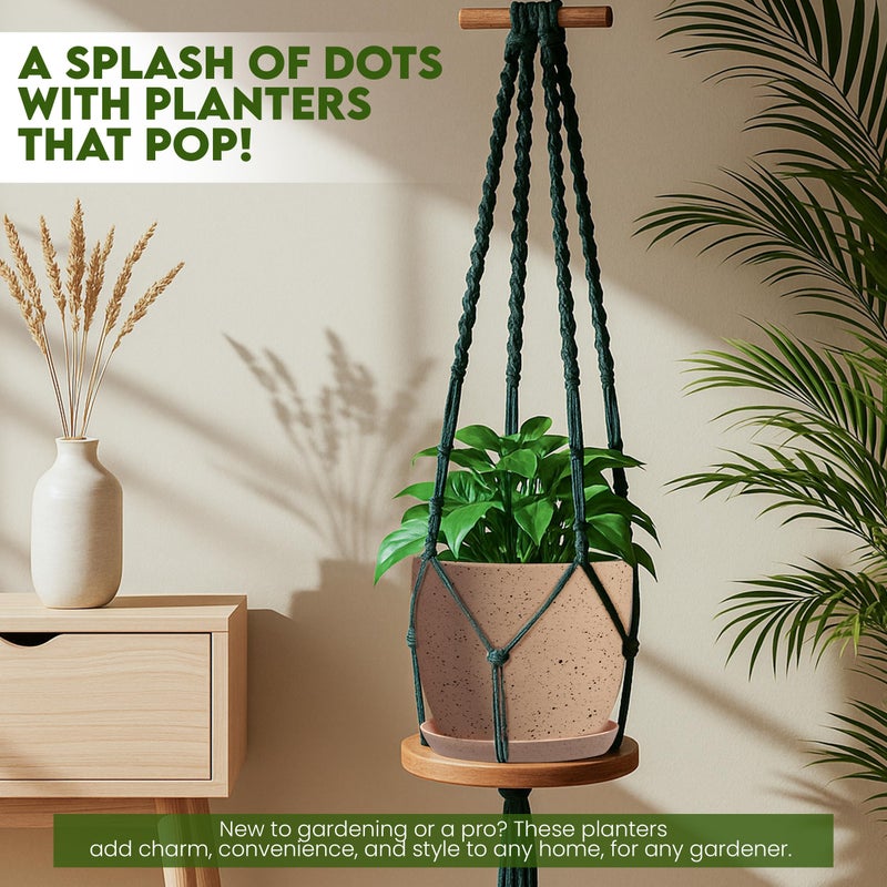 Utopia Home - Spotty Plant Pots Indoor with Drainage - 7/6.6/6/5.3/4.8 Inches Flower Pots - 5 Pack Plastic Planters - Ideal for Stocking Stuffers - (Speckled Peach Pink, Pack of 5) - Image 2