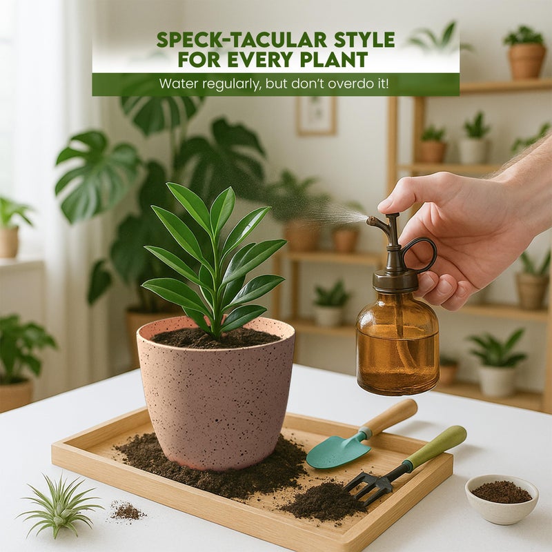 Utopia Home - Spotty Plant Pots Indoor with Drainage - 7/6.6/6/5.3/4.8 Inches Flower Pots - 5 Pack Plastic Planters - Ideal for Stocking Stuffers - (Speckled Peach Pink, Pack of 5) - Image 3