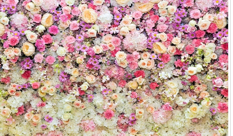 Backdropon خلفية زهور الربيع لصور الزفاف وحفلات استقبال المواليد وحفلات عيد الميلاد وزينة البانر وديكورات استوديو التصوير بحجم 5 أقدام ارتفاع و8 أقدام عرض (5 * 8) - Image 1