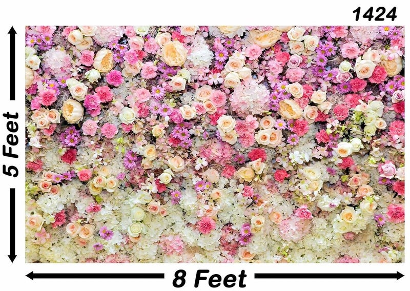Backdropon خلفية زهور الربيع لصور الزفاف وحفلات استقبال المواليد وحفلات عيد الميلاد وزينة البانر وديكورات استوديو التصوير بحجم 5 أقدام ارتفاع و8 أقدام عرض (5 * 8) - Image 3