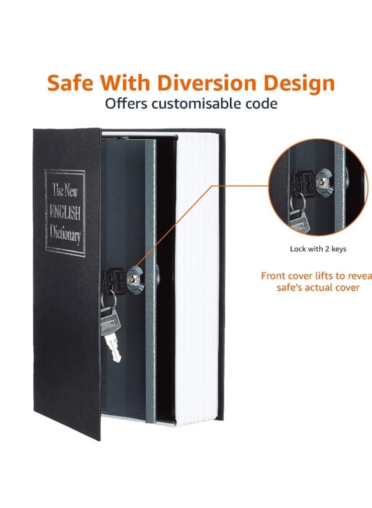 Multi color - Metal Safe 24 x 15.5 x 5.5 cm with key In The Form Of A Real Book To Save Money - Real Book Safe - Book Safe, Dictionary Diversion Hidden Book Portable Safe Box, for Storing Money, Jewelry and Passport - small metal safe box, book shape For jewelry and money - Image 5