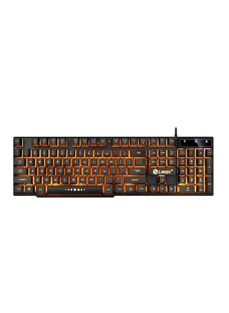 LIMEIDE TX30 Orange Black Illuminated Wired Gaming Keyboard - Image 1
