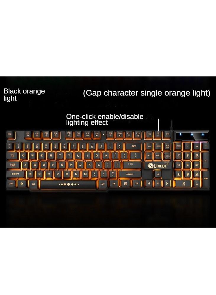 LIMEIDE TX30 Orange Black Illuminated Wired Gaming Keyboard - Image 5