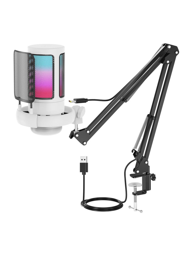 Joshberg USB Gaming Microphone Condenser Mic with Boom Arm for PC PS4/ PS5/Mac/Phone,with Touch Mute RGB Lighting for Streaming,Podcasting  - Image 1