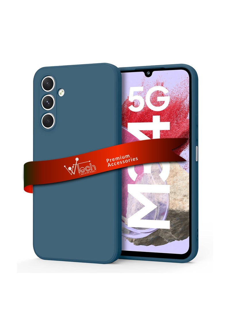 دبليو تيك غطاء حماية من السيليكون السائل الناعم لهاتف سامسونج جالاكسي M34 5G 2023 أزرق داكن