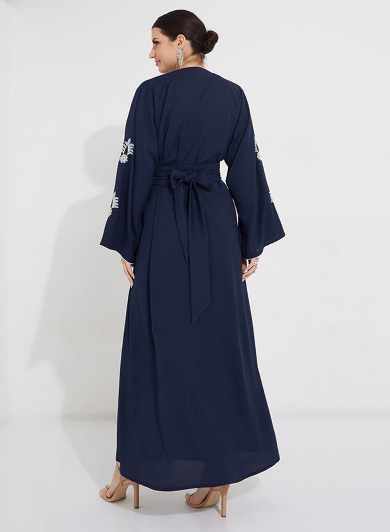 Rosette Abaya Blue Embroidery - Image 3