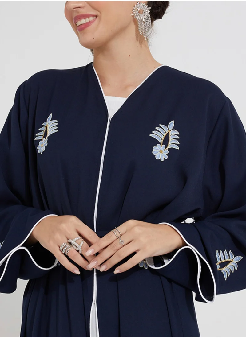 Rosette Abaya Blue Embroidery