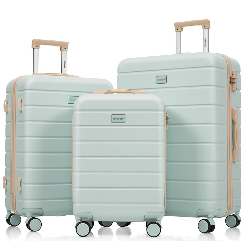 Merax Luggage Sets 3 Pcs Suit case, ABS Hardside Suit case Carry-on, Checked Luggage, Lock - Image 1