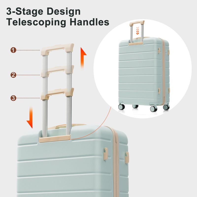 Merax Luggage Sets 3 Pcs Suit case, ABS Hardside Suit case Carry-on, Checked Luggage, Lock - Image 2