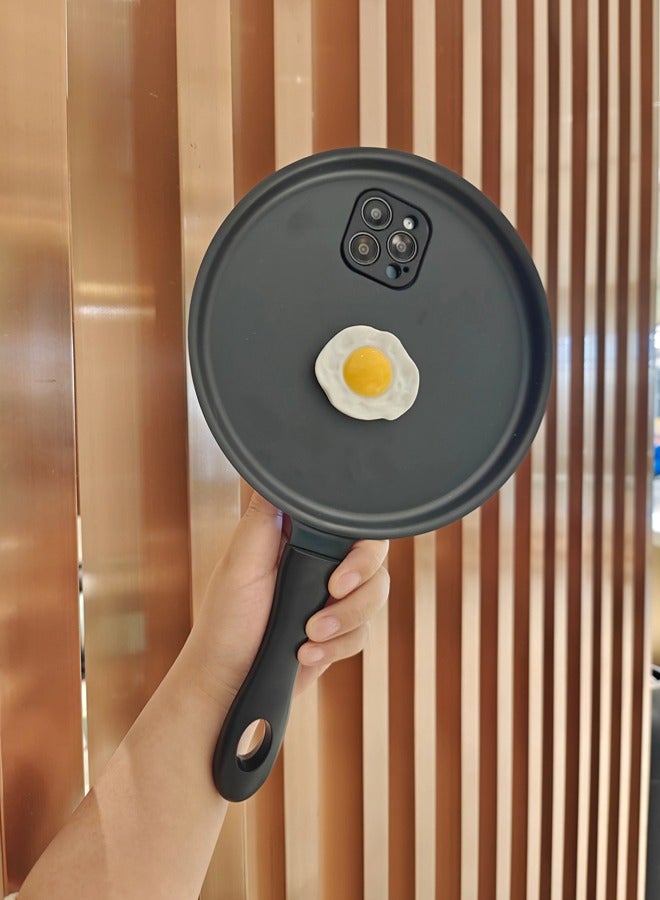 شيبشيب غطاء هاتف على شكل مقلاة لآيفون 14 برو، غطاء هاتف سيليكوني مبتكر وجذاب بتصميم بيض مقلي مقلد يضيف لمسة مرحة. - Image 2