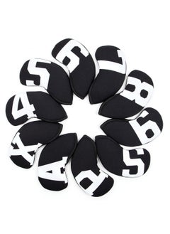 Y&D Golf Club Head Cover Set Wedge Iron Protective Soft and Durable Waterproof 10pcs 1 for Callaway, Ping, Taylormade, Cobra, Mizuno (Black-Large White Numbers)  - Image 2