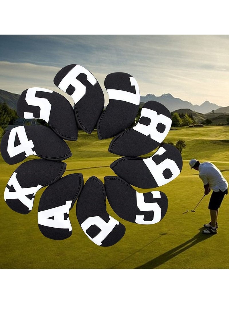 Y&D Golf Club Head Cover Set Wedge Iron Protective Soft and Durable Waterproof 10pcs 1 for Callaway, Ping, Taylormade, Cobra, Mizuno (Black-Large White Numbers)  - Image 4