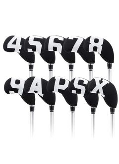 Y&D Golf Club Head Cover Set Wedge Iron Protective Soft and Durable Waterproof 10pcs 1 for Callaway, Ping, Taylormade, Cobra, Mizuno (Black-Large White Numbers)  - Image 1