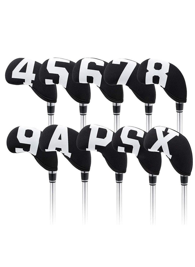 Y&D Golf Club Head Cover Set Wedge Iron Protective Soft and Durable Waterproof 10pcs 1 for Callaway, Ping, Taylormade, Cobra, Mizuno (Black-Large White Numbers)  - Image 1