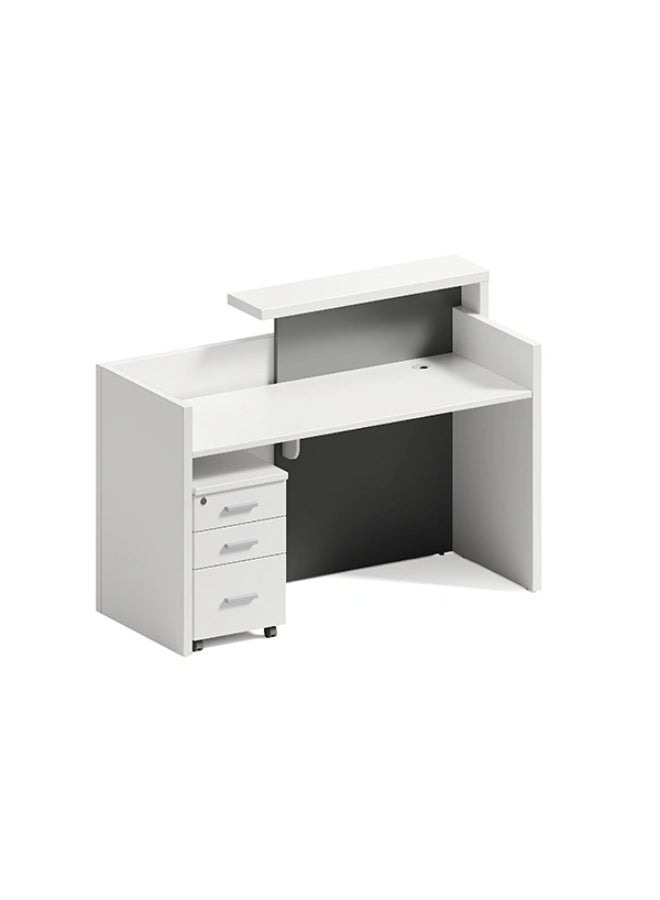 NEO FRONT FURNITURE 1.6 Meter Reception Desk – White MDF Office Front Counter Table for Lobby & Reception Area (160 x 69 x 109 cm) TC-QT601-1.6M - Image 3