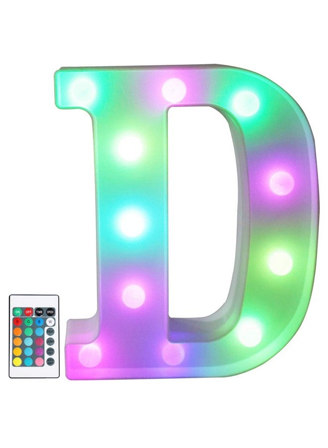 Pooqla Pooqla Colorful LED Marquee Letter Lights with Remote - Light Up Marquee Signs - Party Bar Letters with Lights Decorations for The Home - Multicolor D  - Image 1