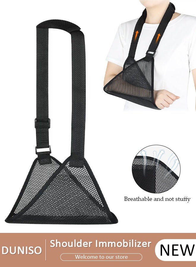 DUNISO Adjustable Mesh Arm Sling, Arm Support Sling Shoulder Immobilizer for Broken Elbow,Medical Shoulder Immobilizer for Shower ,Torn Rotator Cuff Brace for Men and Women ,Right Left Arm Support - Image 1