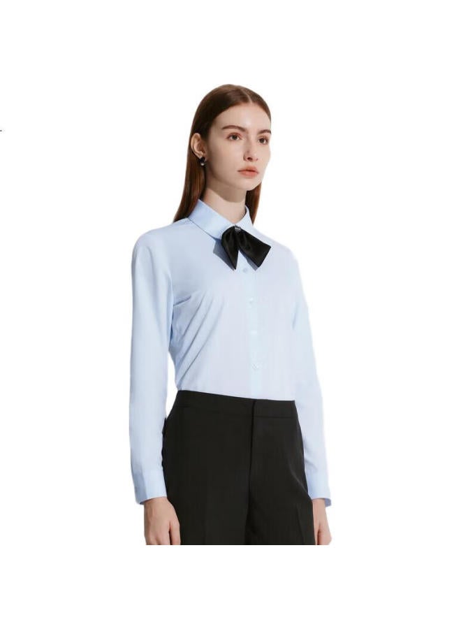 G2000 [Delivery With Bow] Autumn And Winter Mall-Matching Comfortable Draping Formal Long-Sleeve Shirt, Light Blue, Size 34 - Image 3