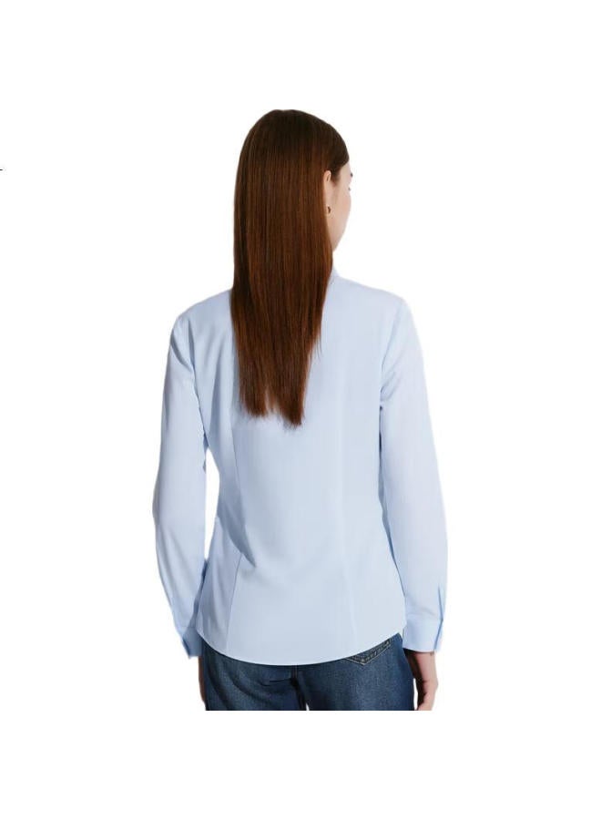G2000 [Delivery With Bow] Autumn And Winter Mall-Matching Comfortable Draping Formal Long-Sleeve Shirt, Light Blue, Size 34 - Image 1