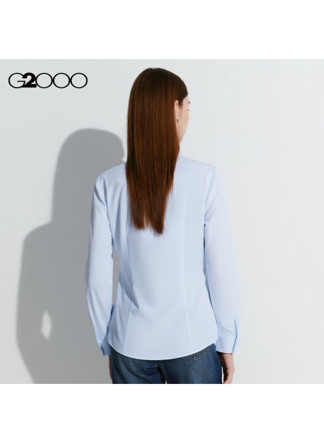 G2000 Autumn And Winter Mall-matching Comfortable Draping Formal Long-sleeve Shirt, Light Blue, Size 34 - Image 1