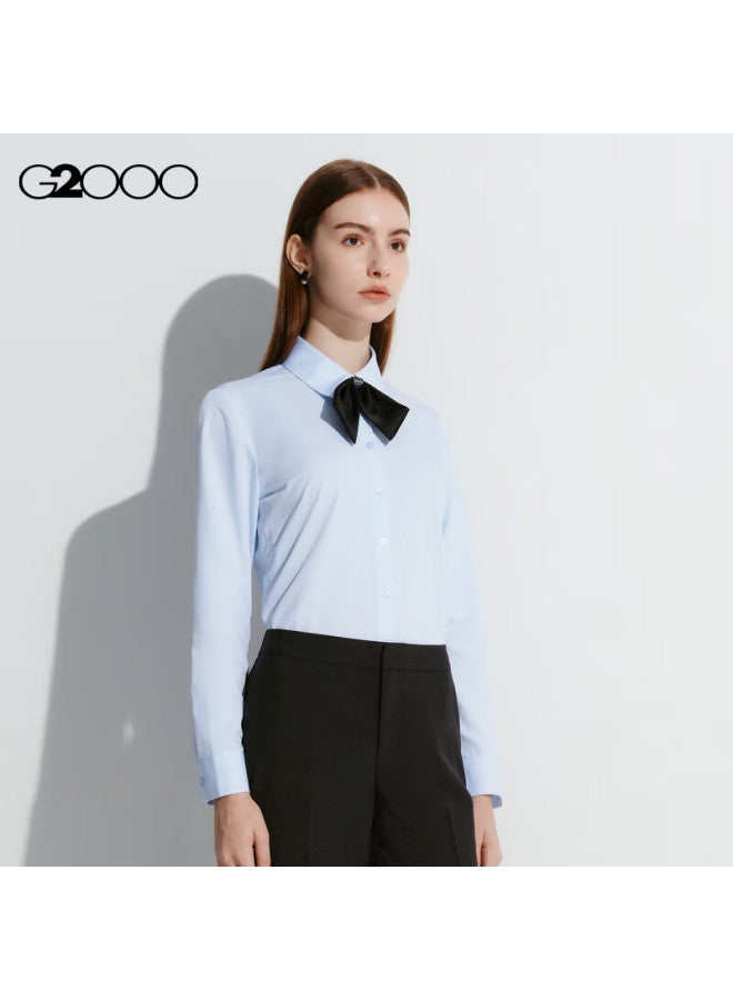 G2000 Autumn And Winter Mall-matching Comfortable Draping Formal Long-sleeve Shirt, Light Blue, Size 34 - Image 2