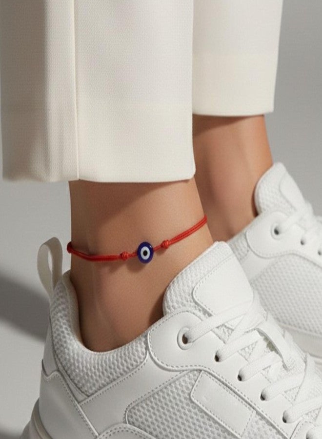 Luck Strings Evil Eye Red Cord Anklet Bracelet for Women Men Teen - Adjustable Waterproof String Ankle Jewelry for Protection & Good Luck, Minimalist Unisex Beach Accessory - Image 2