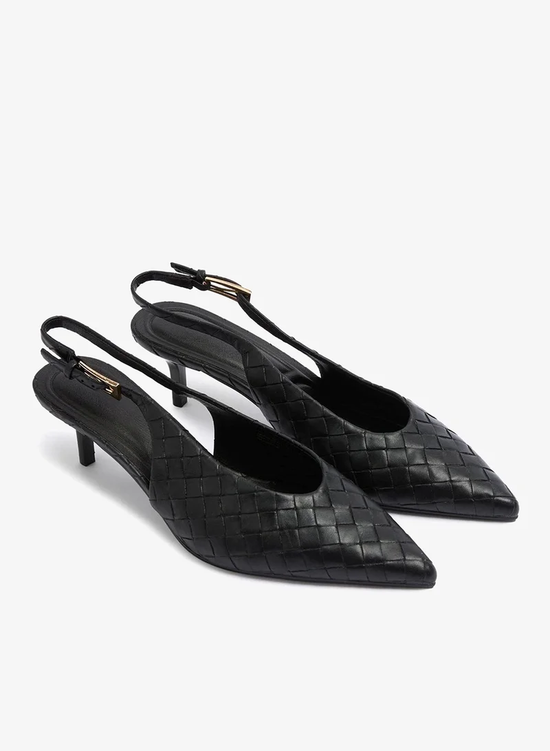 ماتلان كعب مدبب بتصميم منسوج أسود