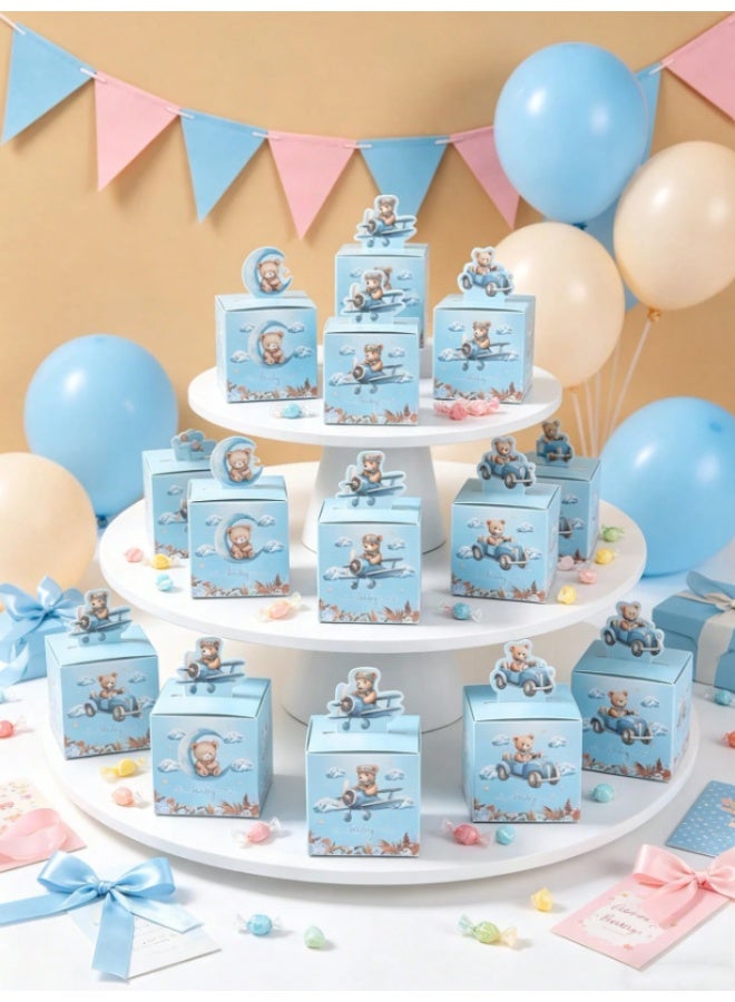 24 PCS Blue Teddy Bear Party Favor Boxes – Baby Shower & Birthday Gift Candy Boxes - Image 5