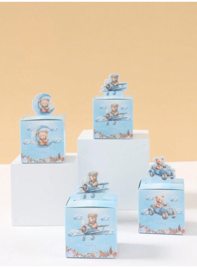 24 PCS Blue Teddy Bear Party Favor Boxes – Baby Shower & Birthday Gift Candy Boxes - Image 2