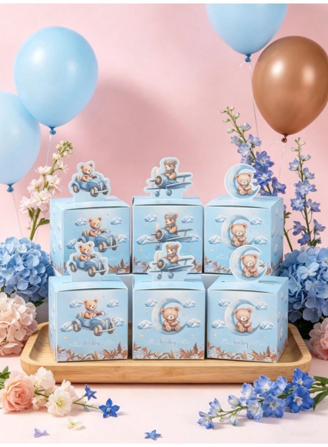 24 PCS Blue Teddy Bear Party Favor Boxes – Baby Shower & Birthday Gift Candy Boxes - Image 3