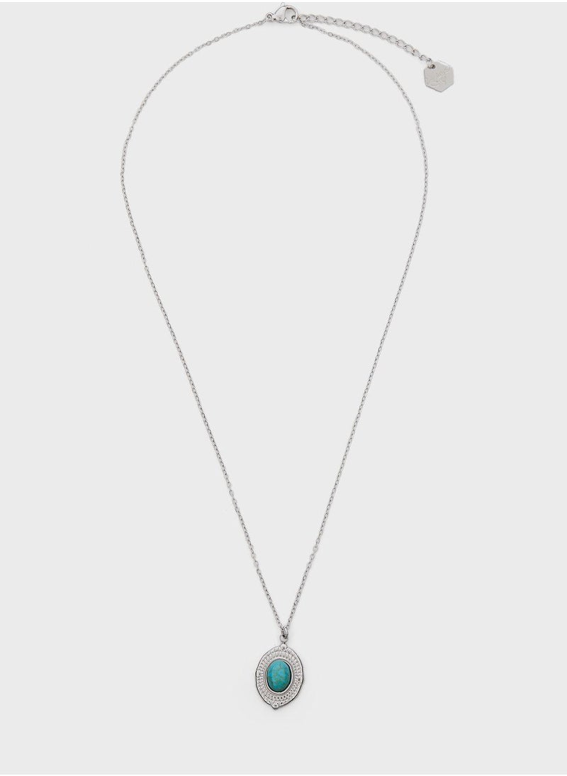 Lady Mauve Azura Turquoise Stone Oval Pendant Necklace  - Image 2