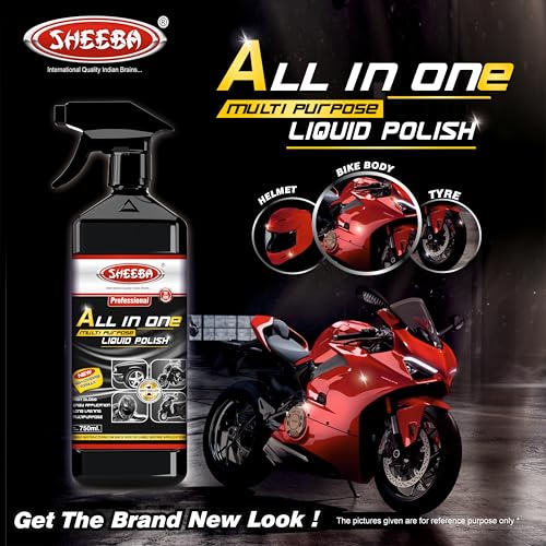 SHEEBA All in One Multipurpose Liquid Polish for Car, Motorbike, Scooter, Household, Office Care | High Gloss | Easy Application | For Interior & Exterior Surfaces -750mL with Applicator Pad. - Image 4