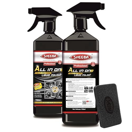 SHEEBA All in One Multipurpose Liquid Polish for Car, Motorbike, Scooter, Household, Office Care | High Gloss | Easy Application | For Interior & Exterior Surfaces -750mL with Applicator Pad. - Image 2