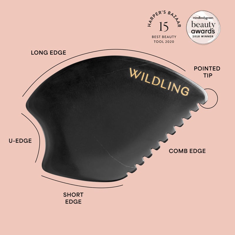 WILDLING Empress Stone Gua Sha Facial Stone I Facial Massage Stone to Lift, Plump, Tone + Sculpt I Patented Design Crafted with 100% Authentic Bian Stone - Image 4