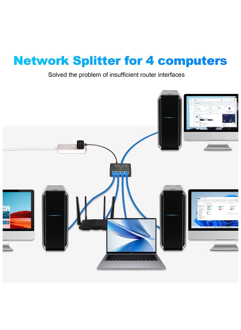 أنمي موزع شبكة، موزع شبكة جيجابت إيثرنت مع كابل طاقة USB، موزع لكابل Cat5/5e/6/7/8 (4 أجهزة متصلة بالشبكة في نفس الوقت)  - Image 2