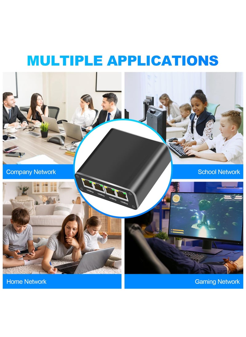 Anmi - Network Hub,Gigabit Ethernet Splitter with USB Power Cable, Splitter for Cat5/5e/6/7/8 Cable(4 Devices Simultaneously Networking) - Image 1