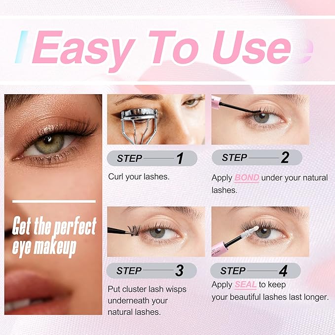 ALICE Lash Bond and Seal Cluster Lashes Glue for DIY Eyelash Extensions Individual Lash Glue for Clusters Super Strong Hold NoLatex Waterproof Sealant Mascara Eyelash Extension Glue 5ml2