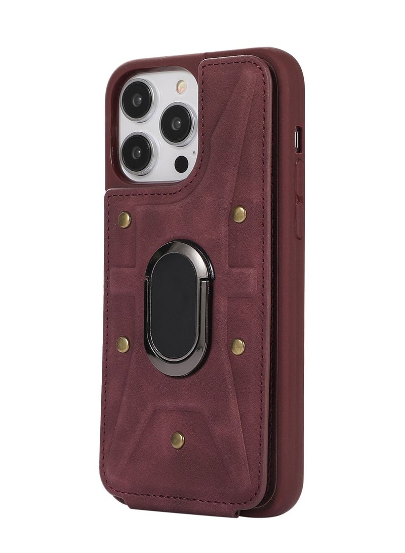 Suteni Back Cover Leather Ring Buckle Phone Case for iPhone  - Image 1