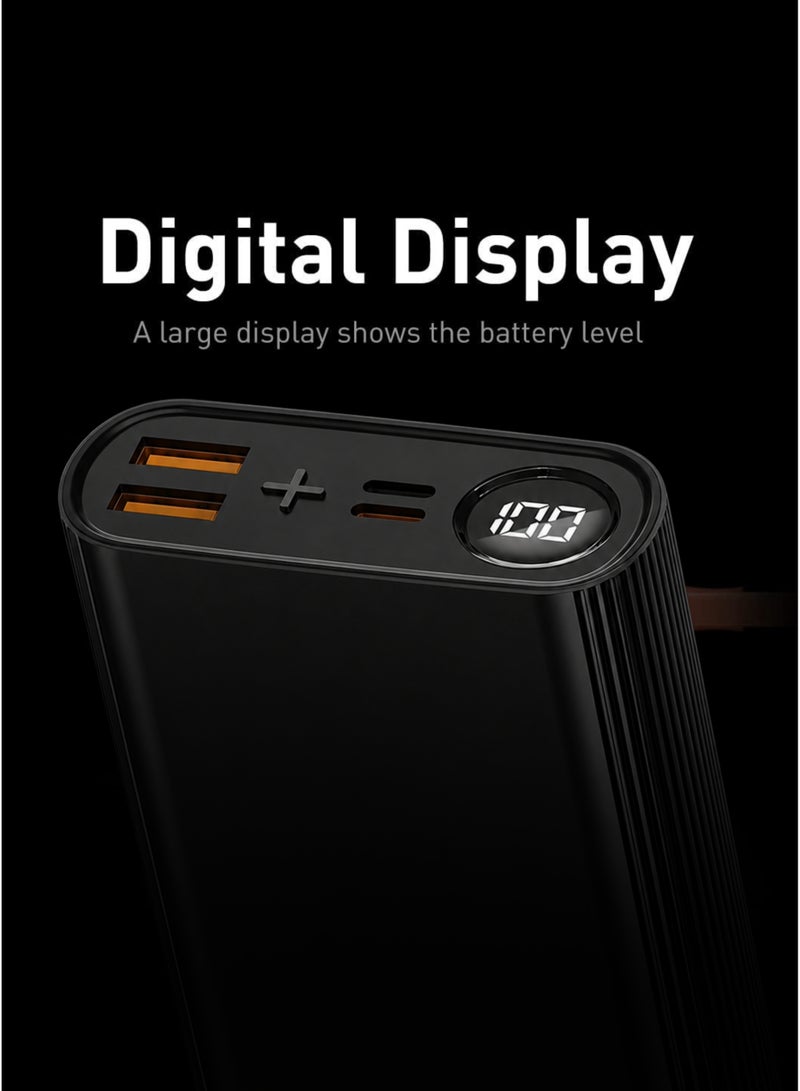 Bunsey 20000mAh Power Bank – 65W Fast Charging, 2 USB + 2 PD Ports, Dual Input, 4 Output, High-Speed Charger for Multiple Devices – Compatible with iPhone, Samsung, Huawei, Xiaomi & All USB-C Devices | Black - Image 2