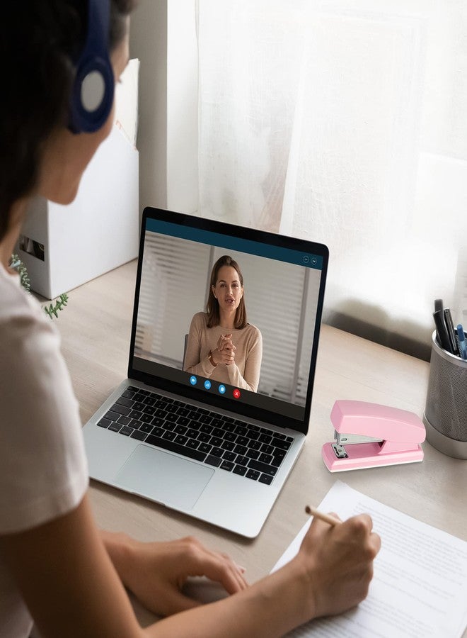 ديلي دباسة ورقية، دباسة مكتبية مع 640 دبوسًا، دباسة مكتبية، سعة 25 ورقة، لون وردي - Image 2